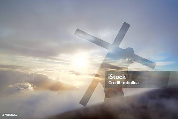Jesus Christ Carrying Cross Up Calvary On Good Friday Stock Photo - Download Image Now