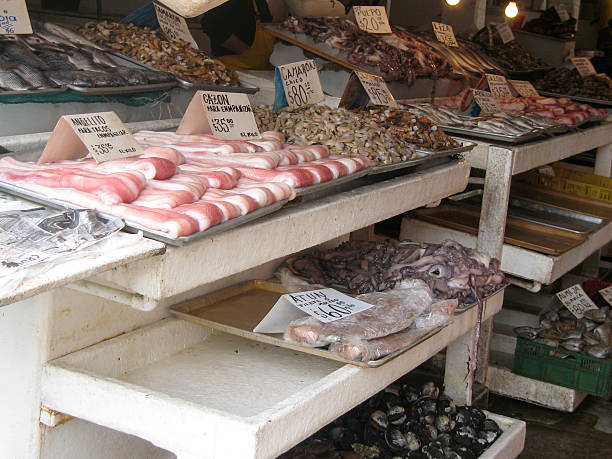 A fish market selling seafood in Baja California.