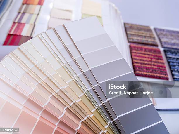 Interior Color Samples Plan With Fabric Swatch Stock Photo - Download Image Now - Color Swatch, Fabric Swatch, House