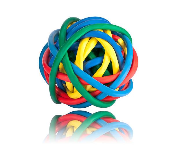 istock Ball of Colored Network Cables with Reflection Isolated on White 478143355