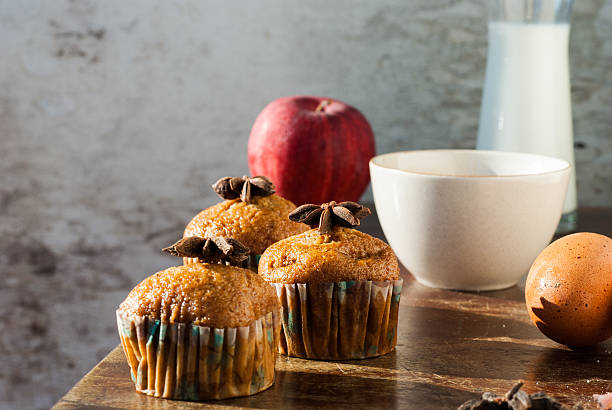 istock Eggs ,Banana cake, milk  and apple with black coffee 478146959