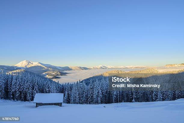 Winter Morning Stock Photo - Download Image Now - 2015, Blue, Carpathian Mountain Range