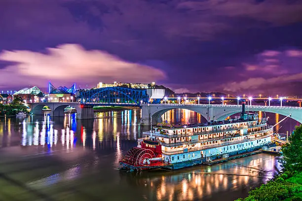 Chattanooga, Tennessee, USA downtown over the Tennessee River.