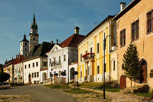 Main square in Kremnica stock photo