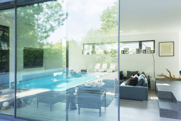 istock Reflection on glass window of modern house 478168149