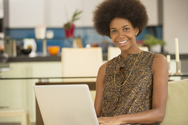 istock Businesswoman using laptop in kitchen 478168551