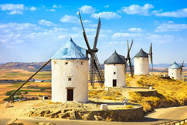 Photo of Windmills of Don Quixote in Consuegra. Castile La Mancha, Spain