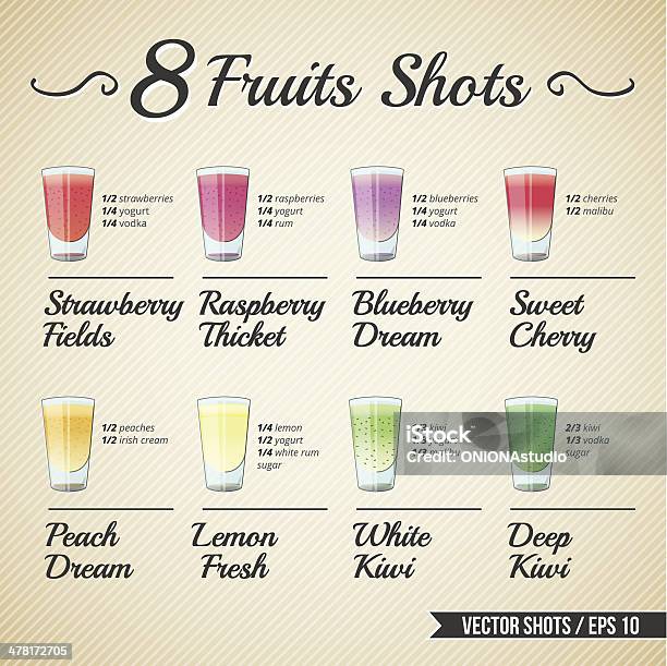 Fresh Fruit Shots Set Stock Illustration - Download Image Now - Blackberry - Fruit, Cocktail, Alcohol - Drink