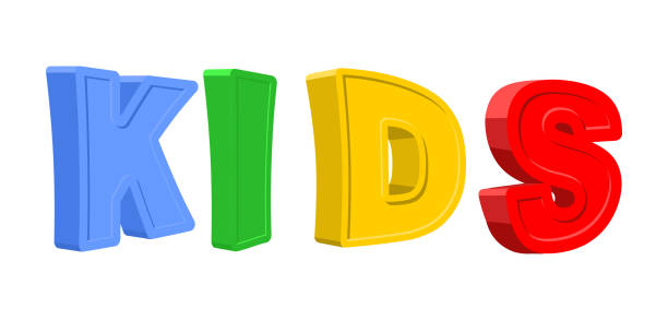 istock Text KIDS of colorful cartoon characters. Vector illustration 478174514