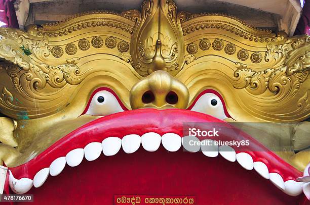 Stone Lion At Entrance Of Pagoda Stock Photo - Download Image Now - 2015, Antiquities, Architecture