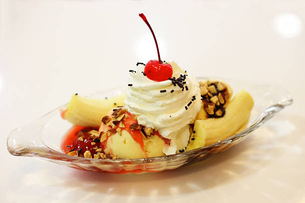 istock Banana boat ice cream on the restaurant table. 478177354