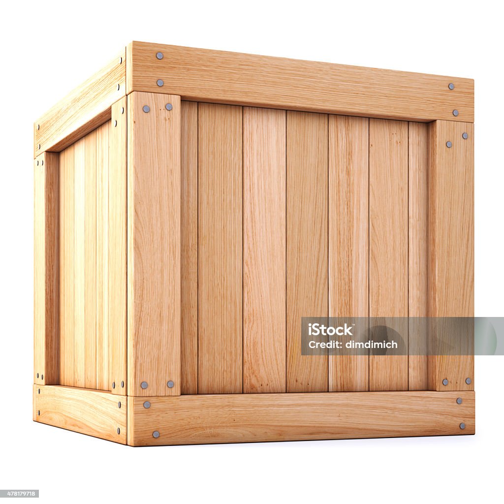 boxes wooden box isolated on white background. Wood - Material Stock Photo