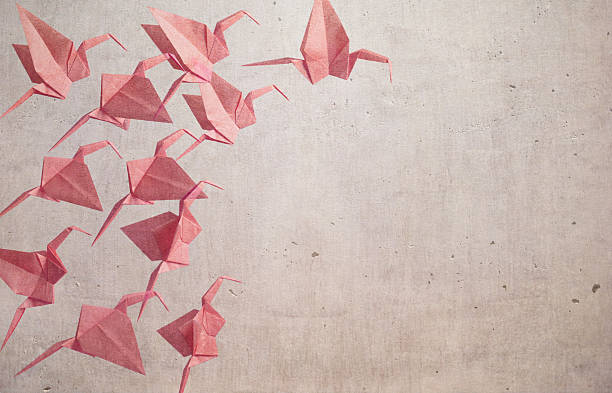 Red Color Origami Cranes ( Dreamy Look )