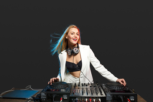 Beautiful Blonde Dj Girl On Decks The Party Stock Photo - Download Image  Now - 2015, Adult, Animal - iStock