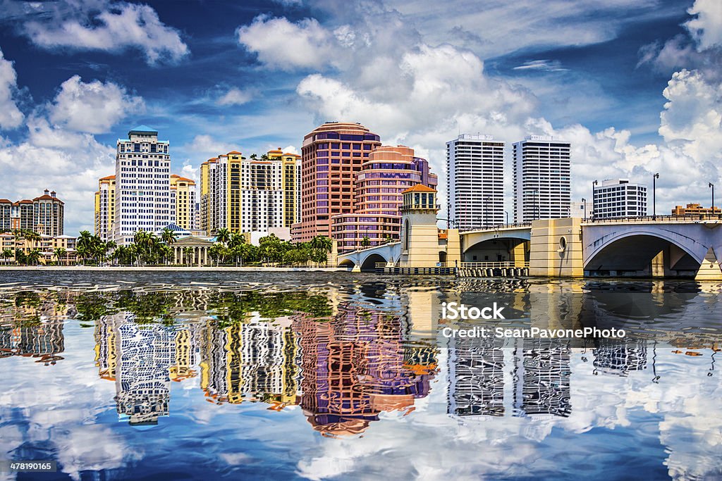 West Palm Beach, Florida West Palm Beach, Florida, USA downtown over the intracoastal waterway. Florida - US State Stock Photo