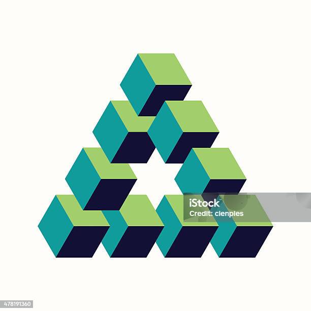 Impossible Triangle Sign Isometric Cubes Shape Stock Illustration - Download Image Now - Cube Shape, Infinity, Isometric Projection