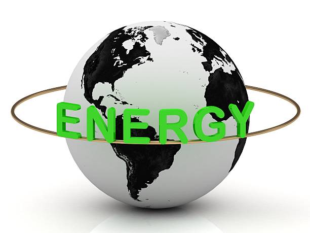 istock Green energy on a gold ring rotates around the earth 478191680