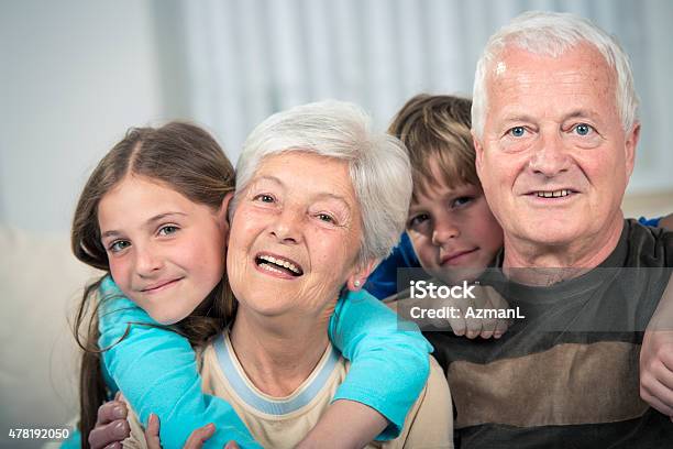 Portrait With Grandparents Stock Photo - Download Image Now - 2015, 60-69 Years, Active Seniors