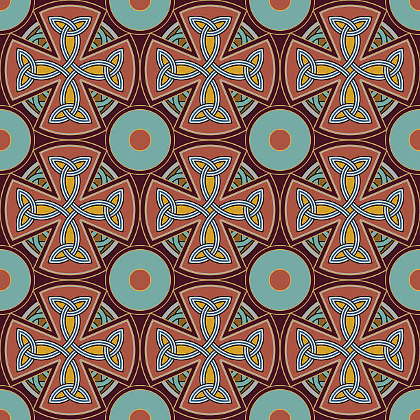 ilustrações de stock, clip art, desenhos animados e ícones de cruzes e dos círculos (seamless nó celtacomment tapeçaria variação n ° 1 - celtic culture cross cross shape mandala