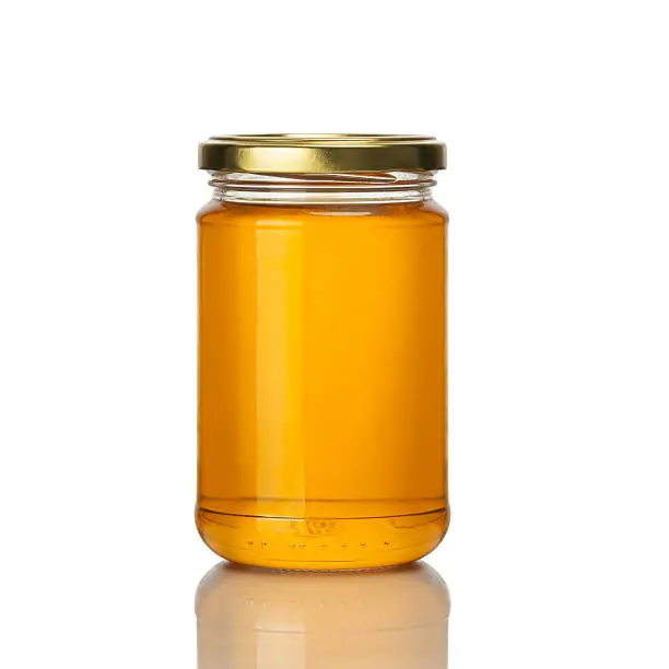 bee honey jar on white background, isolated