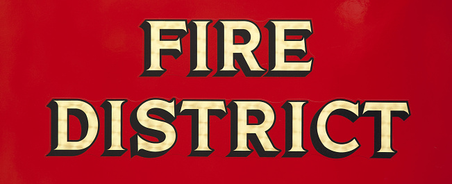 Fire district type red background.
