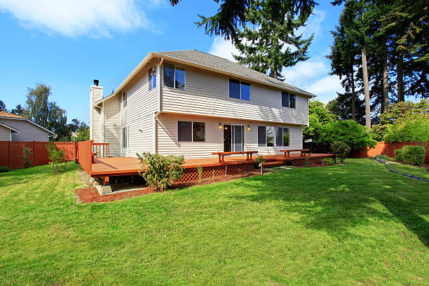 istock House with spacious wooden walkout deck 478197908