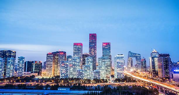 istock Night on Beijing Central Business district buildings skyline 478198072