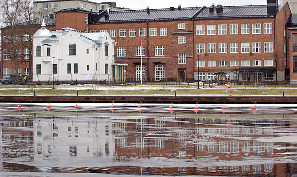 istock Houses across the frozen stream 478199893