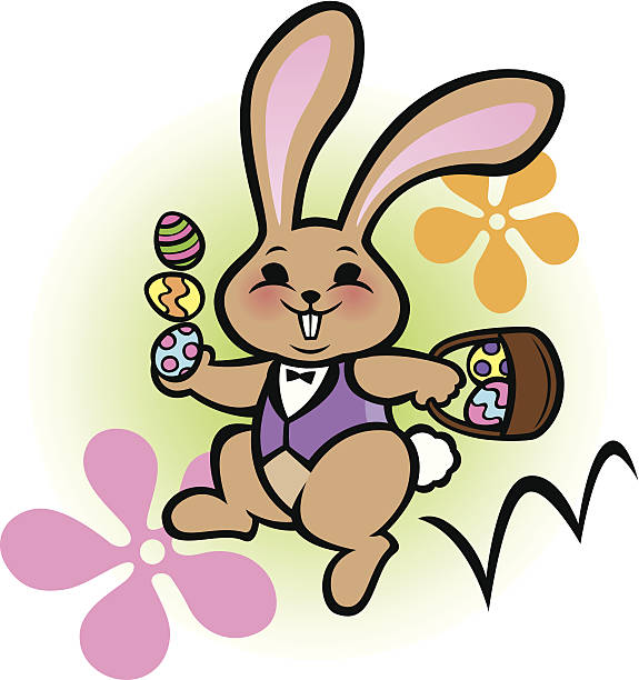 Easter Bunny Hop vector art illustration