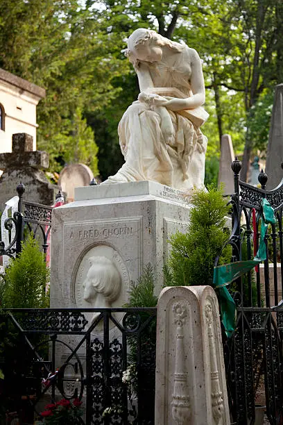 Tomb of Frederic Chopin, cemetary Pere Lachaise, in Paris, France.