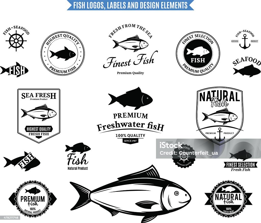 Sample Fish Labels Fish Labels And Design Elements Stock Illustration - Download Image Now ...