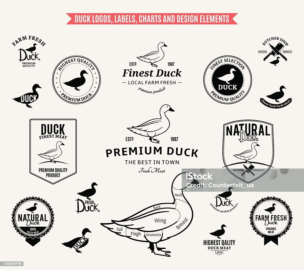 Duck Image Annotation Duck Labels Charts And Design Elements Stock Illustration - Download ...