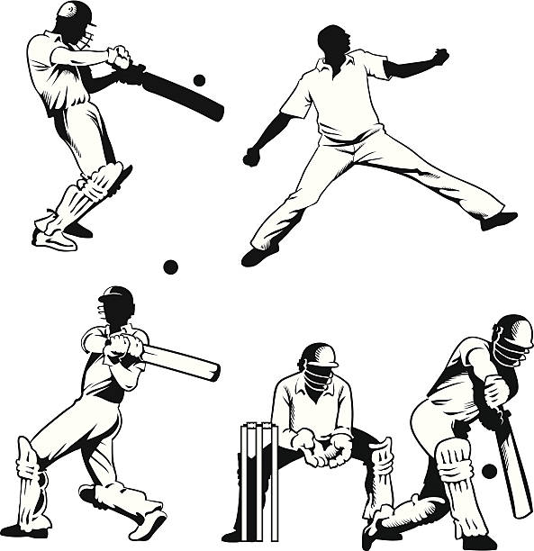 gra mecze seria - test cricket stock illustrations