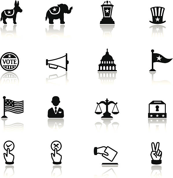 Politics Icon Set High Resolution JPG,CS6 AI and Illustrator EPS 10 included. Each element is named,grouped and layered separately. Very easy to edit. republican national convention stock illustrations