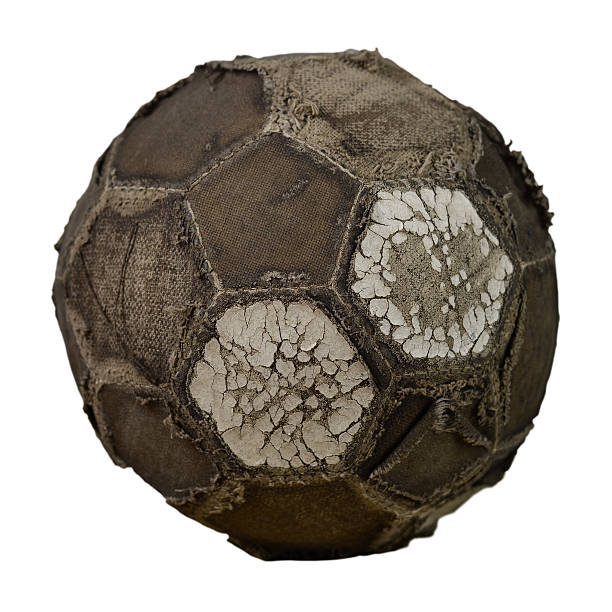xxl-bardzo stary piłka nożna izolowanych ponad biały — - soccer ball old leather soccer zdjęcia i obrazy z banku zdjęć