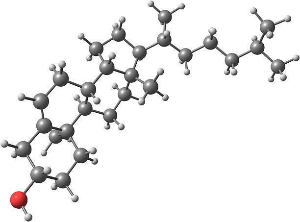 cholesterole cząsteczka na białym tle - cząsteczka zdjęcia i obrazy z banku zdjęć