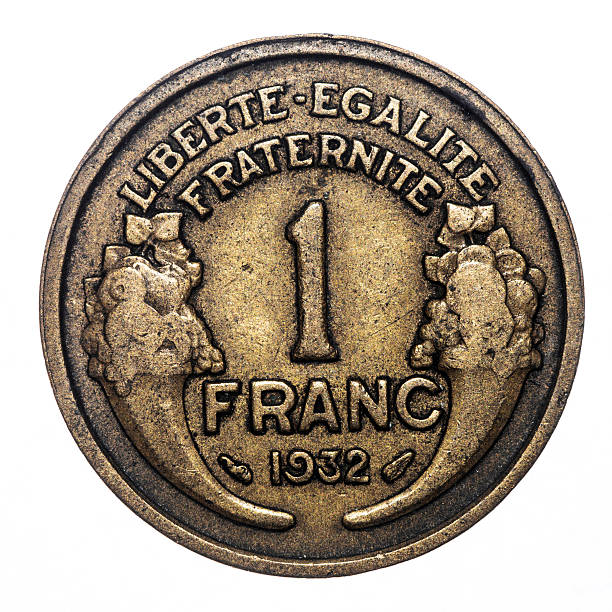 istock 1 French franc coin isolated on white (1932) 478218449