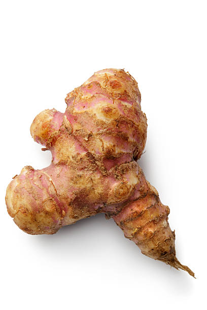 vegetables: jerusalem artichoke isolated on white background - jordärtskocka bildbanksfoton och bilder