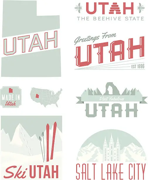 Vector illustration of Utah Typography