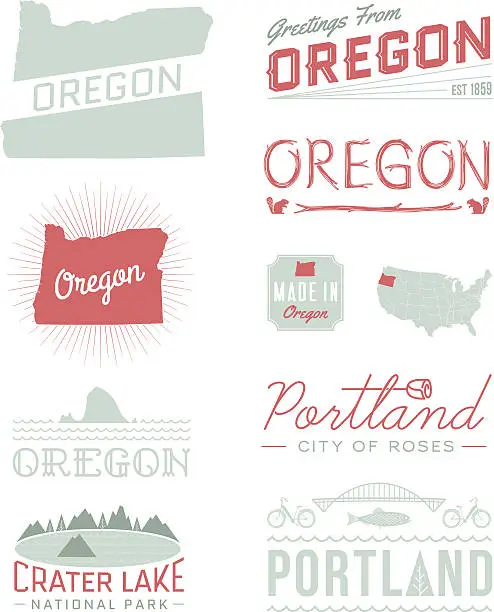 Vector illustration of Oregon Typography