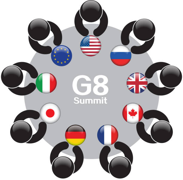 саммита "большой восьмерки" - flag european union flag g8 italy stock illustrations