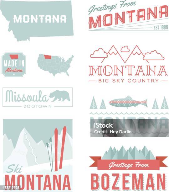 Montana Tipografia - Arte vetorial de stock e mais imagens de Montana - Montana, Bozeman, Poster