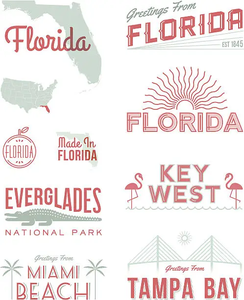 Vector illustration of Florida Typography