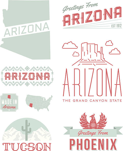 arizona typografie - grand canyon stock-grafiken, -clipart, -cartoons und -symbole