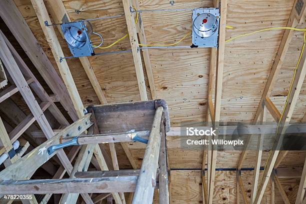 Electrician Ladder In New Home Construction Interior Stock Photo - Download Image Now