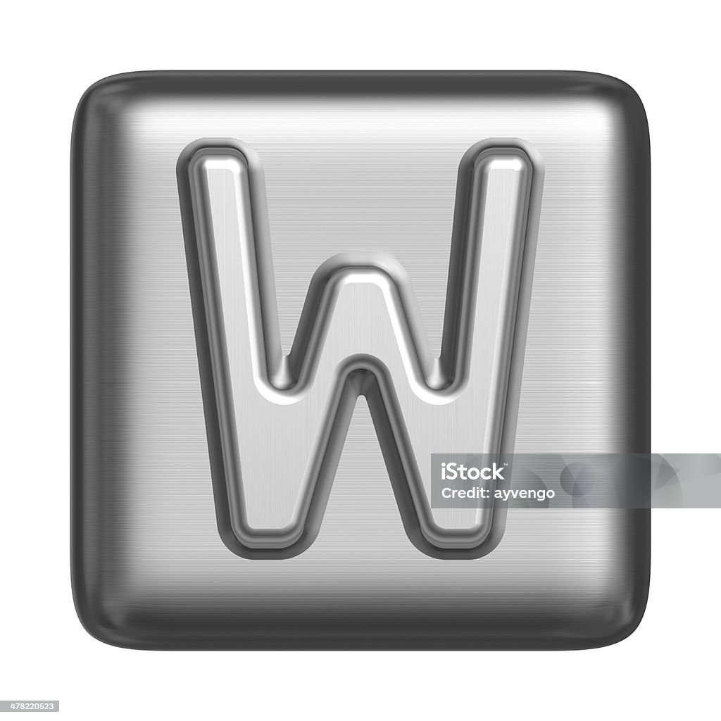 Metal alphabet in the form of a cliche Metal alphabet in the form of a stamp. Capital letter W Alphabet Stock Photo