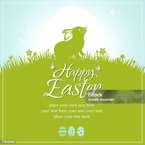 Happy Easter Bunny Card Stock Illustration - Download Image Now - Animal, Animal Egg, Baby Rabbit