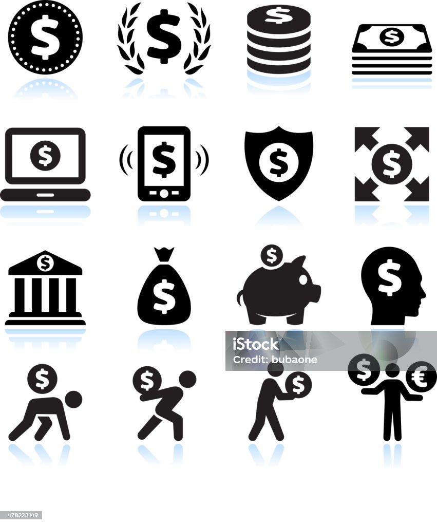 Dollar Finance and Money Black & White vector icon set Dollar Finance and Money Black & White Icon Set Icon Symbol stock vector