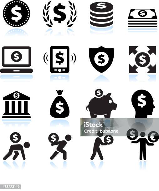 Dollar Finance And Money Black White Vector Icon Set Stock Illustration - Download Image Now
