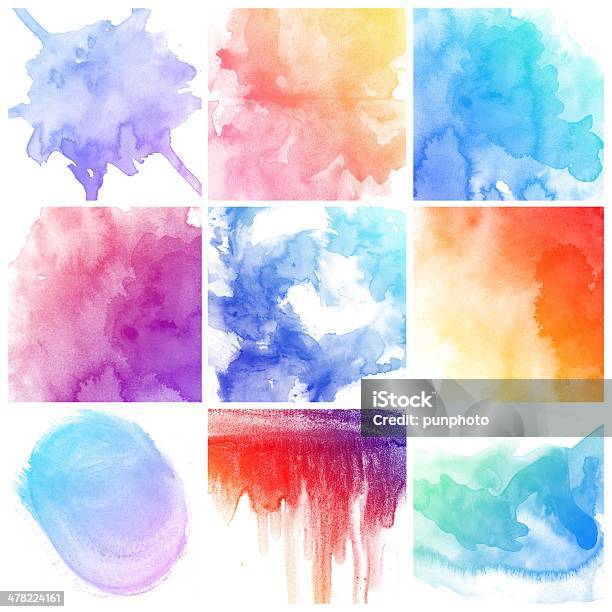 Zestaw Kolorowe Tło Woda Kolor Malować - zdjęcia stockowe i więcej obrazów Abstrakcja - Abstrakcja, Akwarela, Atrament